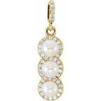Three-Stone Halo-Style Pearl Pendant