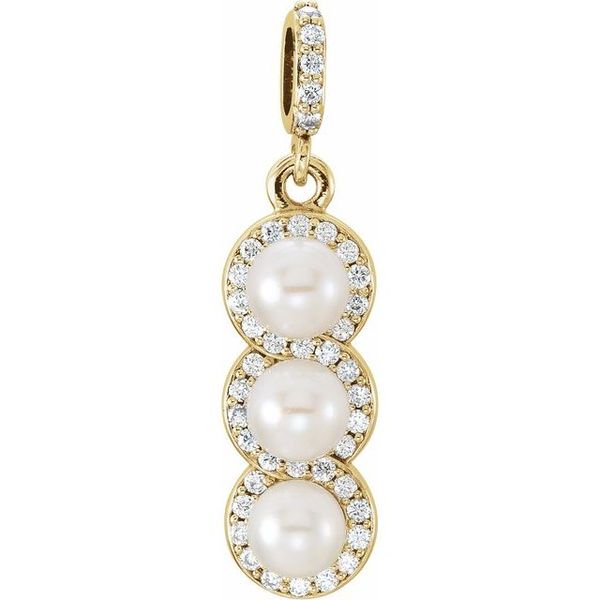 Three-Stone Halo-Style Pearl Pendant