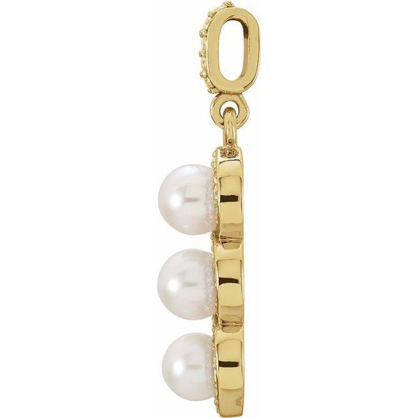 Three-Stone Halo-Style Pearl Pendant - Image 2
