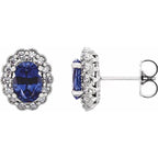 Oval 4-Prong Halo-Style Earrings