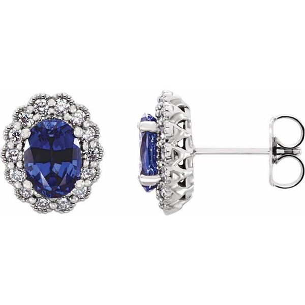 Oval 4-Prong Halo-Style Earrings