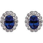 Oval 4-Prong Halo-Style Earrings - Image 2