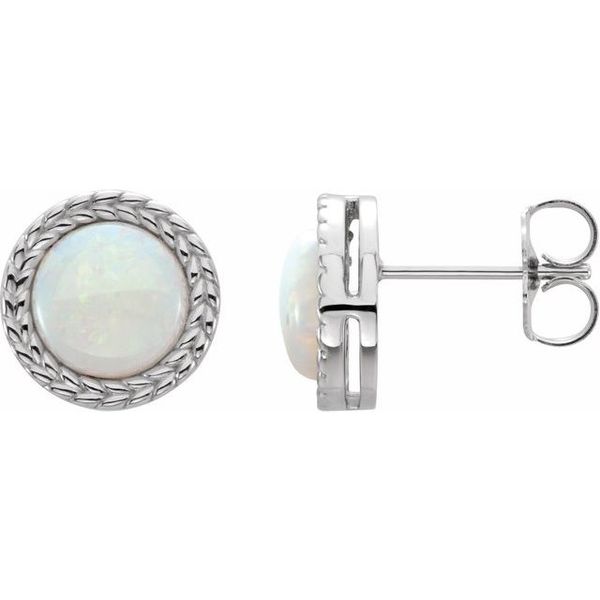 Cabochon Bezel-Set Leaf Earrings