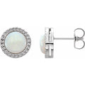 Cabochon Bezel-Set Leaf Earrings