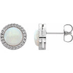 Cabochon Bezel-Set Leaf Earrings