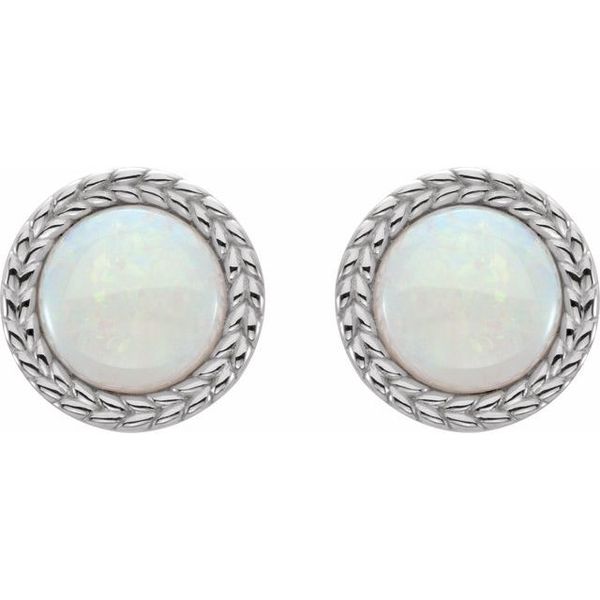 Cabochon Bezel-Set Leaf Earrings - Image 2