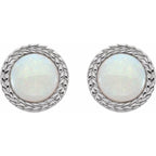Cabochon Bezel-Set Leaf Earrings - Image 2
