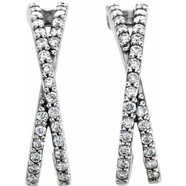 Criss-Cross J-Hoop Earrings - Image 2