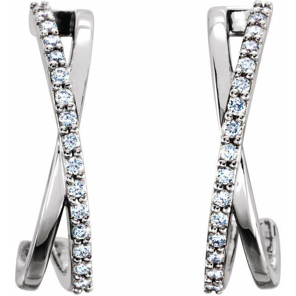 Criss-Cross J-Hoop Earrings - Image 2