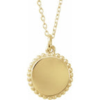 Engravable Beaded Disc Necklace or Charm/Pendant