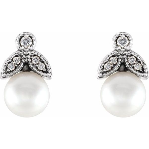 Pearl Leaf Earrings - Image 2