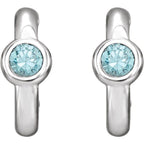 Bezel-Set Huggie Earrings - Image 2