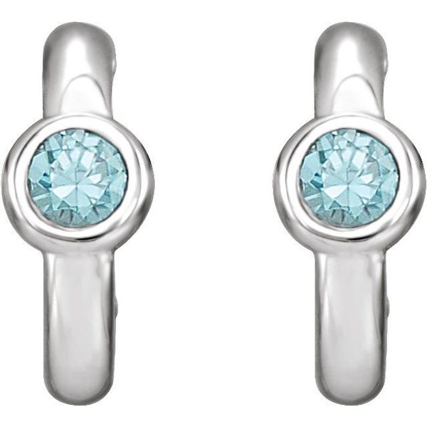 Bezel-Set Huggie Earrings - Image 2