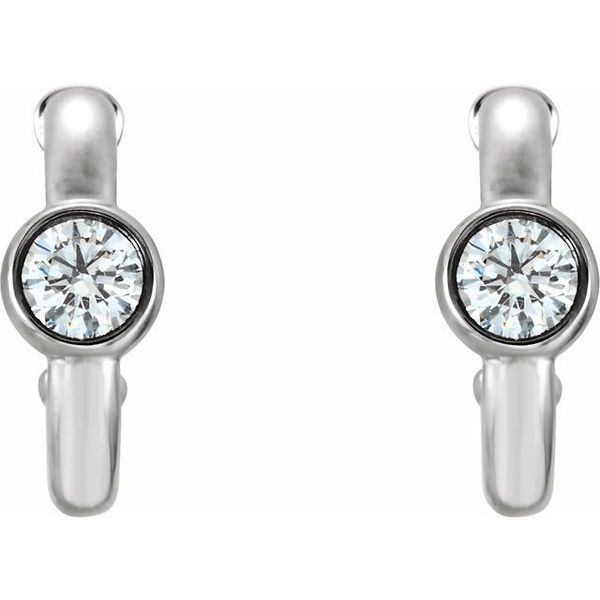 Bezel-Set Huggie Earrings - Image 2