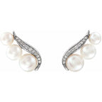 Accented Pearl Ear Climbers - Image 2