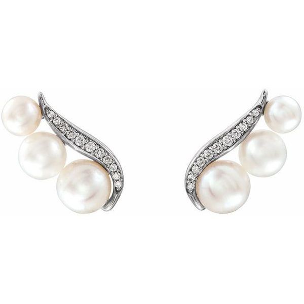 Accented Pearl Ear Climbers - Image 2