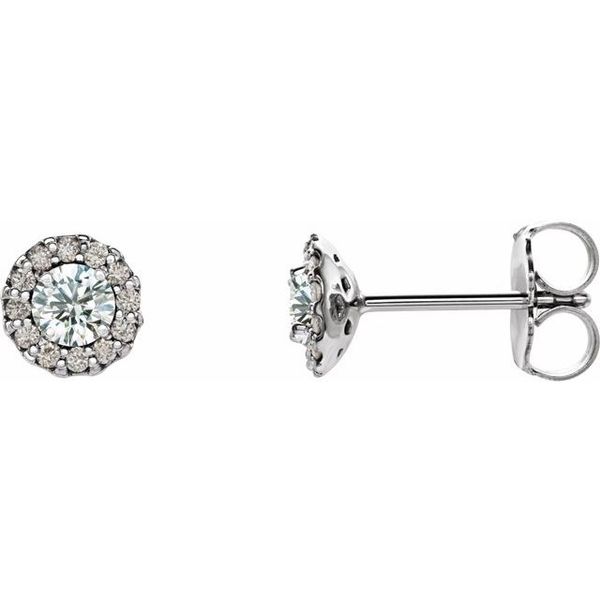 Round 4-Prong Halo-Style Earrings