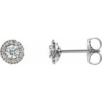 Round 4-Prong Halo-Style Earrings