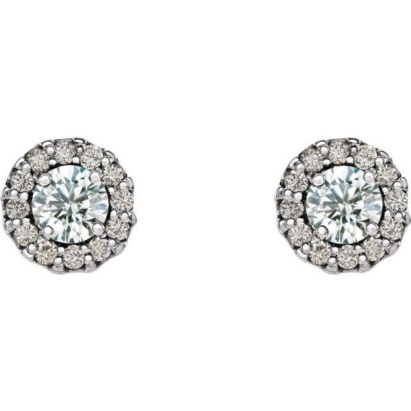 Round 4-Prong Halo-Style Earrings - Image 2