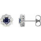 Round 4-Prong Halo-Style Earrings