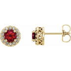 Round 4-Prong Halo-Style Earrings