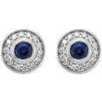 Round Bezel-Set Halo-Style Earrings - Image 2