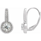Accented Milgrain Halo-Style Earrings