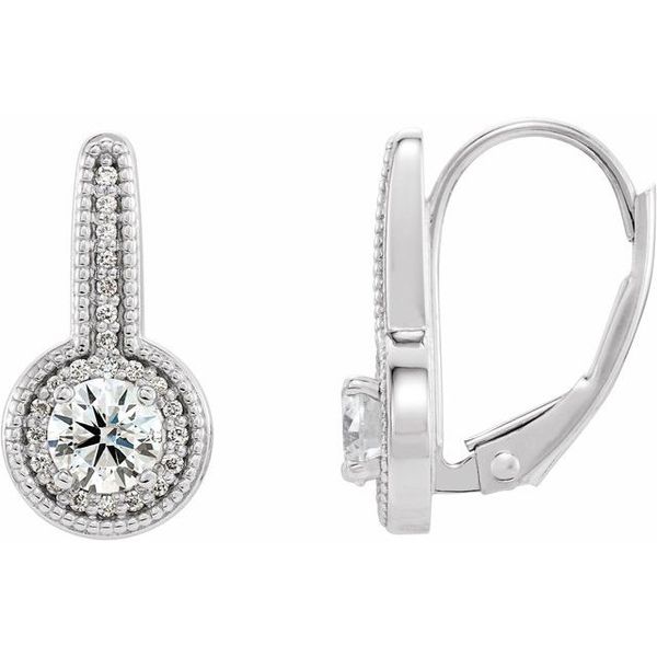 Accented Milgrain Halo-Style Earrings