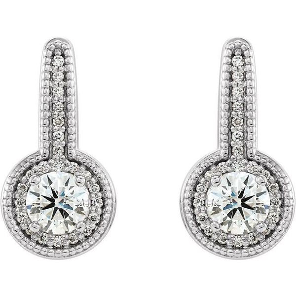 Accented Milgrain Halo-Style Earrings - Image 2