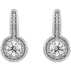 Accented Milgrain Halo-Style Earrings - Image 2