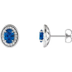 Oval 4-Prong Halo-Style Earrings