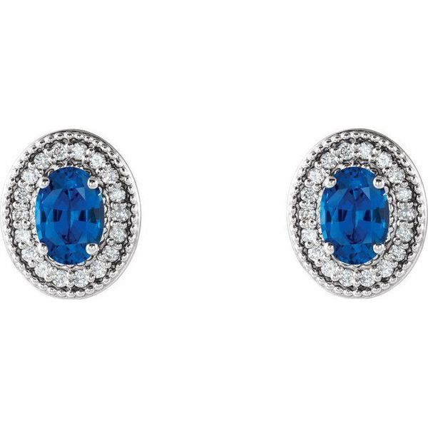 Oval 4-Prong Halo-Style Earrings - Image 2