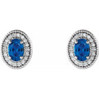 Oval 4-Prong Halo-Style Earrings - Image 2
