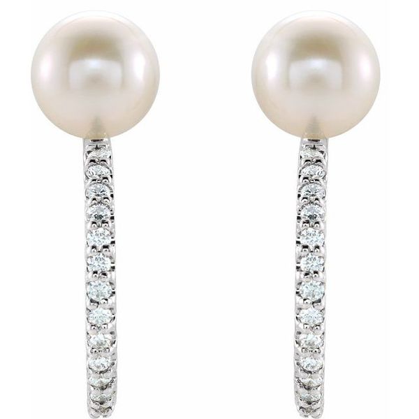 Pearl Hoop Earrings - Image 2