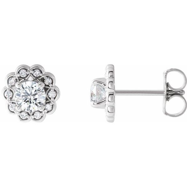 Round 4-Prong Halo-Style Earrings