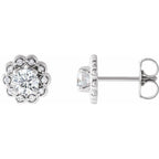 Round 4-Prong Halo-Style Earrings