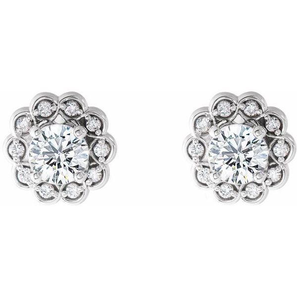Round 4-Prong Halo-Style Earrings - Image 2