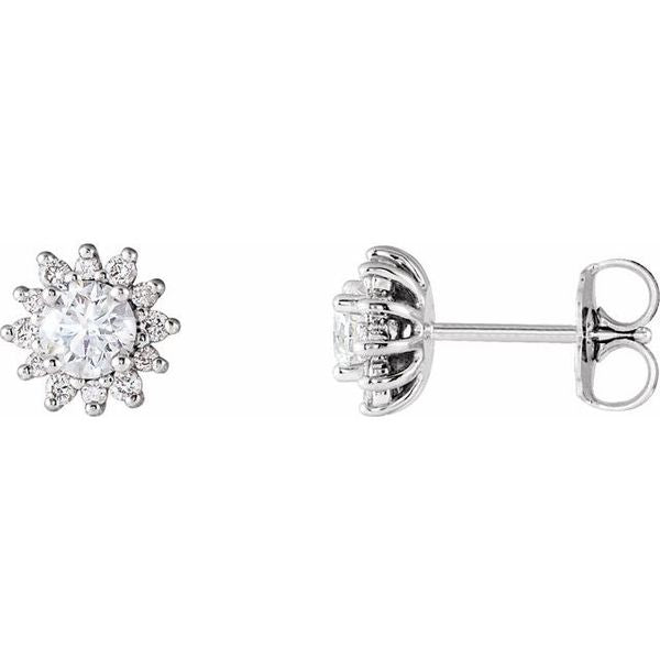 Round 4-Prong Halo-Style Stud Earrings