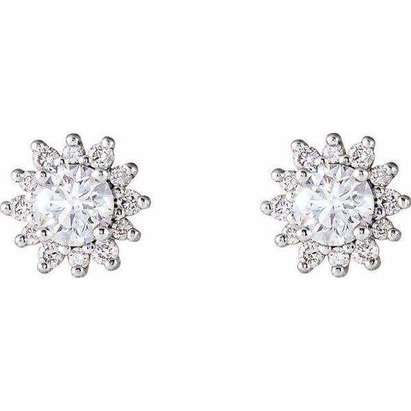 Round 4-Prong Halo-Style Stud Earrings - Image 2