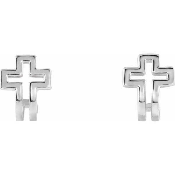 Open Cross J-Hoop Earrings - Image 2