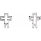 Open Cross J-Hoop Earrings - Image 2
