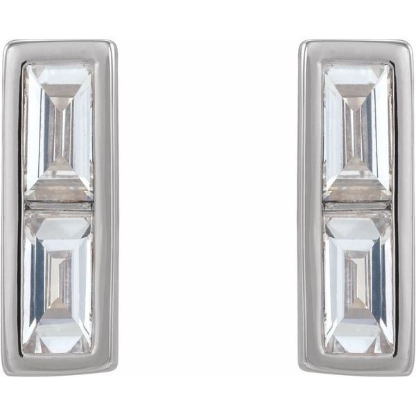 Baguette Bezel-Set Bar Earrings - Image 2