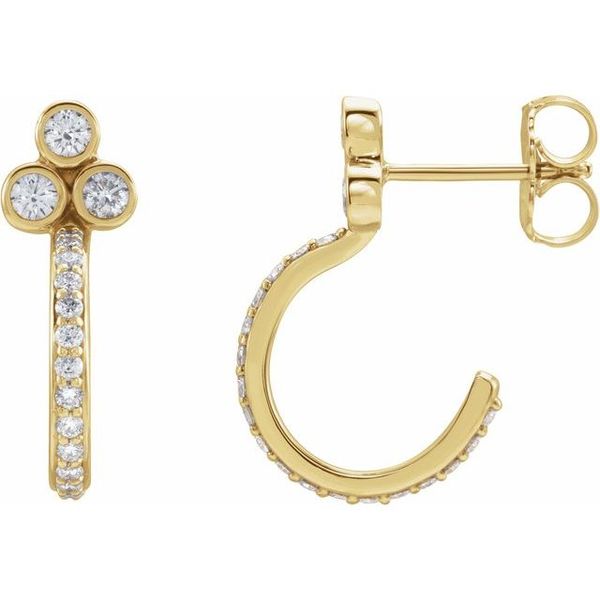 Accented Bezel-Set J-Hoop Earrings