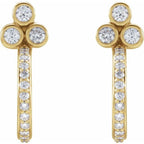 Accented Bezel-Set J-Hoop Earrings - Image 2