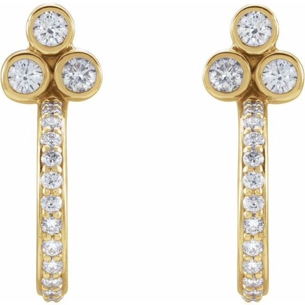 Accented Bezel-Set J-Hoop Earrings - Image 2