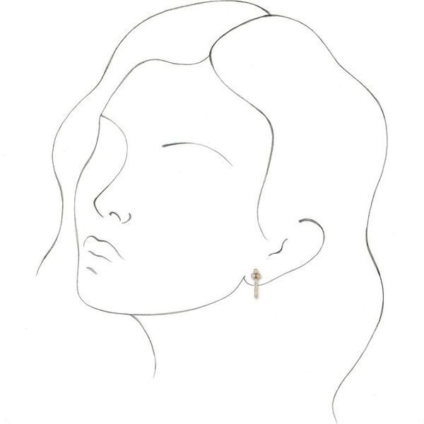 Accented Bezel-Set J-Hoop Earrings - Image 3