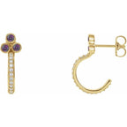 Accented Bezel-Set J-Hoop Earrings