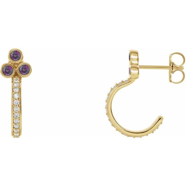 Accented Bezel-Set J-Hoop Earrings