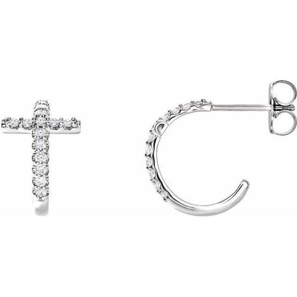 Accented Cross Hoop Earrings