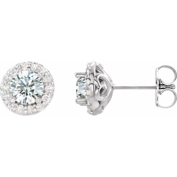 Round 4-Prong Halo-Style Earrings